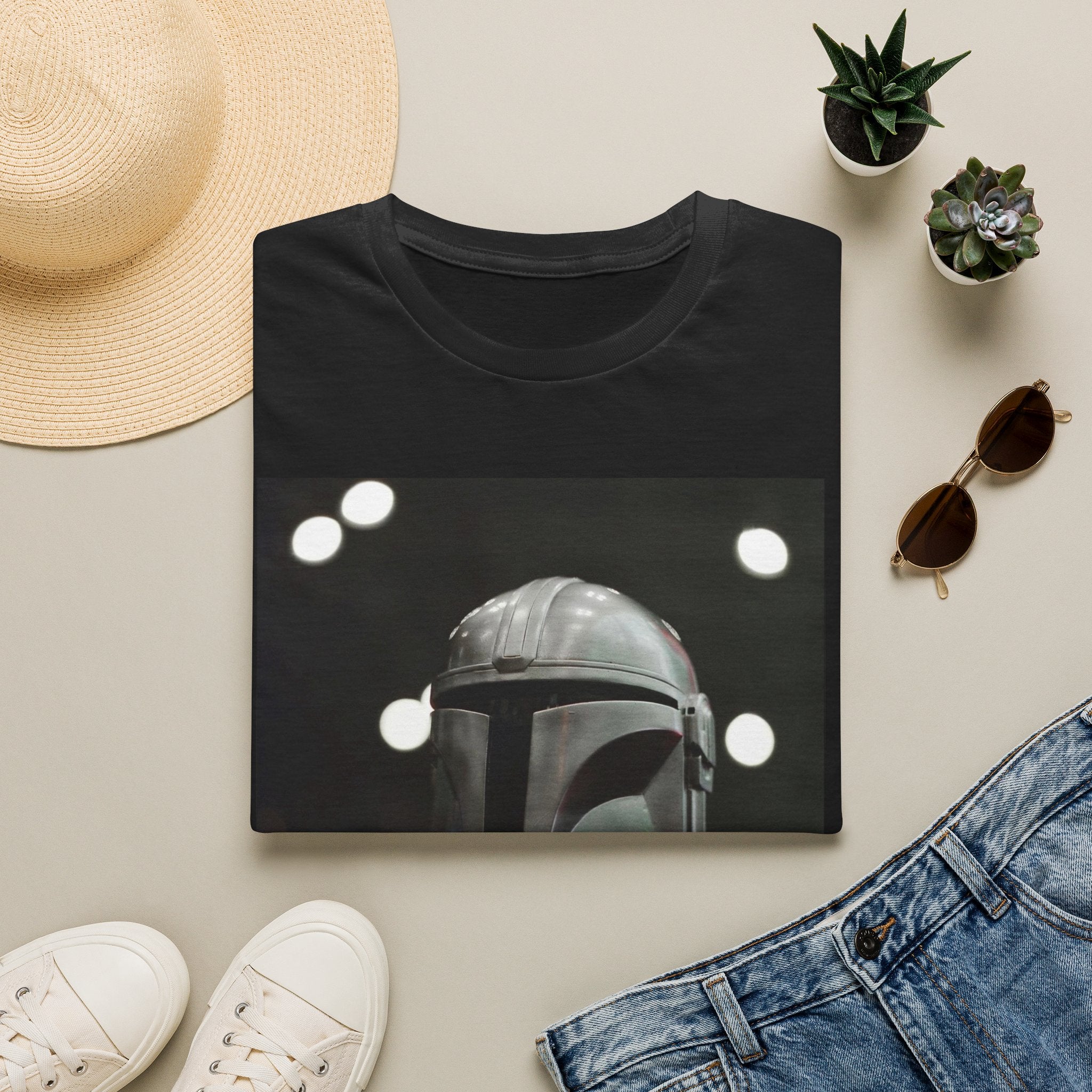 Mandalorian-Style Helmet Graphic T-Shirt | Bold Fan Tee